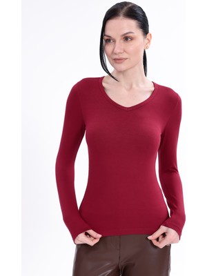 Yade Fashion V Yaka Uzun Kollu Kadın Body