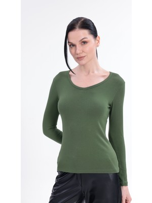 Yade Fashion V Yaka Uzun Kollu Kadın Body