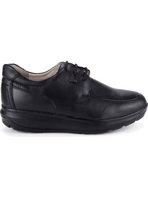 Dr.comfort 10002 Hakiki Deri Siyah Bağcıklı Ortopedik Diyabetik Kalın Taban Erkek Ayakkabı