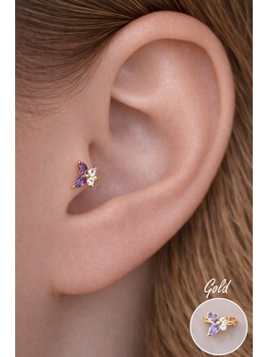 Sacce Scarves & Accessories Kelebek Halka Piercing Tragus Helix Kıkırdak Küpesi