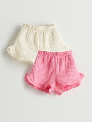 Lc Waikiki Yeni Sezon Beli Lastikli Basic Kız Bebek Şort 2'li