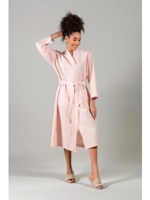 Barine Serenity Yıkanmış Keten Kimono Pembe