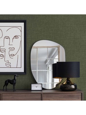 Adawall Muse Koleksiyonu 25104-10 Yeşil Keten Efektli Modern Duvar Kağıdı