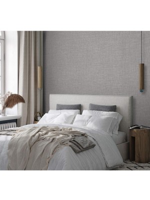 Adawall Muse Koleksiyonu 25104-4 Açık Gri Bej Keten Efektli Modern Duvar Kağıdı
