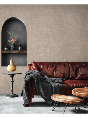 Adawall Muse Koleksiyonu 25104-8 Vizon Bej Keten Efektli Modern Duvar Kağıdı