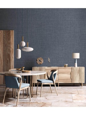 Adawall Muse Koleksiyonu 25104-9 Füme Mavi Keten Efektli Modern Duvar Kağıdı