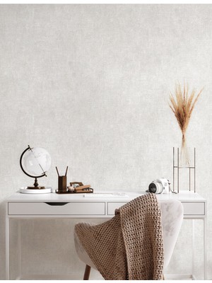 Adawall Muse Koleksiyonu 25105-1 Kırık Beyaz Textile Dokulu Duvar Kağıdı
