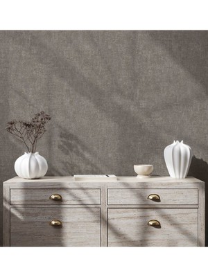 Adawall Muse Koleksiyonu 25105-5 Vizon Gri Textile Dokulu Duvar Kağıdı