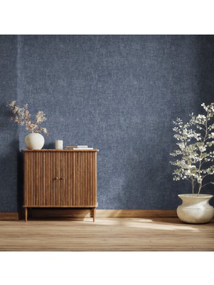 Adawall Muse Koleksiyonu 25105-9 Füme Mavi Textile Dokulu Duvar Kağıdı