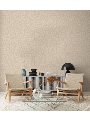 Adawall Muse Koleksiyonu 25109-3 Krem Vizon Dokulu Modern Duvar Kağıdı