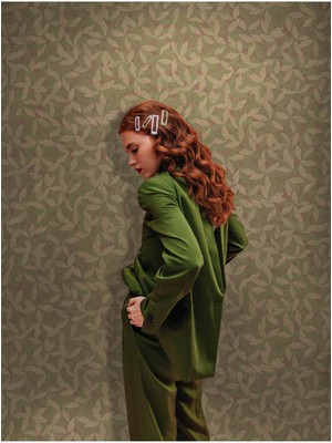 Adawall Muse Koleksiyonu 25109-5 Yeşil Krem Dokulu Modern Duvar Kağıdı