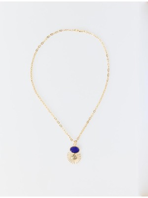 Jimmy Key Altın Güneş Figürlü Renkli Taşlı Ayarlanabilir Kolye