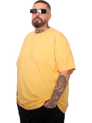 Mode Unisex Hardal Renkli Bisiklet Yaka Basic T-Shirt 5XL Büyük Beden Günlük Stil Kısa Kollu