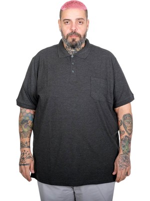 ModeXL Mode Xl Büyük Beden Erkek Cepli Klasik Pike Polo Yaka T-Shirt 20550 Antrasıt