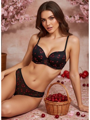 Zerogaprise Kadın Yarım Dolgulu Kiraz Işleme Detaylı Sütyen Takımı