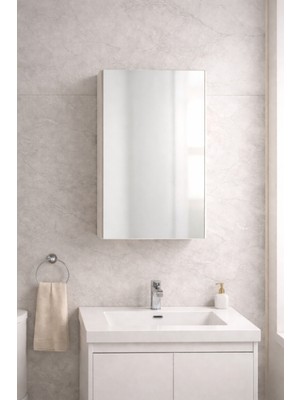 Alesta Life Aynalı Tek Kapaklı, 2 Bölmeli Lavabo Banyo Dolabı