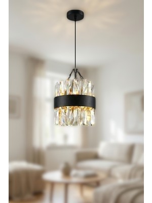 Ronisu Aydınlatma Vexlora Tekli Taşlı Sarkıt Kristal Taşlı LED Avize