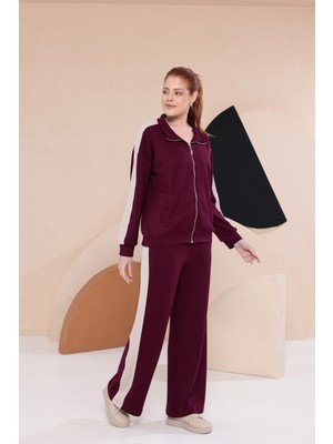 Zitex Dik Yaka Yanları Garnili Bol Paça Eşofman Takımı