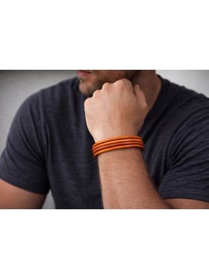 Herşey Nota Turuncu Hakiki Deri Erkek Bileklik – Ince Çok Katlı, Mıknatıslı TOKALI-141