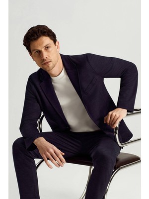 Hemington Lyocell Kumaş Yün Karışım Lacivert Blazer Ceket