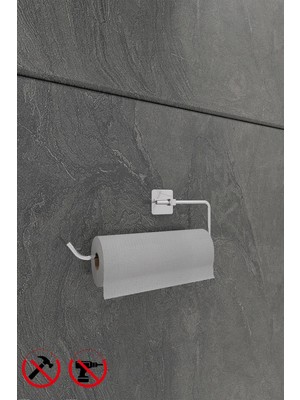 TncPatiShop Yapışkanlı Kare Krom Solo Havluluk Havlu Askısı, Kağıt Havlu Askısı