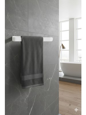 TncPatiShop Paslanmaz Metal Dolu Demir Lüks Yapışkanlı Beyaz Solo Havluluk Banyo Lavabo Mutfak Askısı