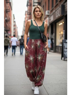 Maksen Tekstil Otantik Viskon Şalvar- Viskon Kumaş Belmando Rahat Kalıp Bohem Otantik Tarzı Cepli Kadın Şalvar