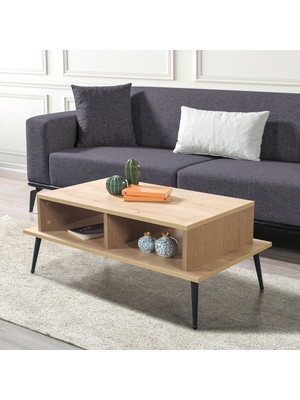 EVMO Home 2010 Şile Metal Ayaklı Orta Sehpa , Salon Sehpası Yunus - Safir