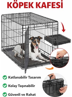 TncPatiShop Katlanabilir Metal Tel Evcil Küçük Hayvan Kedi Köpek Kuş Kafesi Taşınabilir Oyun Parkı 60X40X48