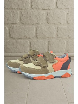 Rakerplus Hakiki Deri Kum Rengi Çocuk Sneakers Spor Ayakkabı
