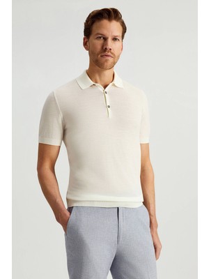 Hemington Ultrafine Merino Yünü Beyaz Triko Polo