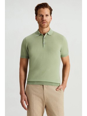 Hemington Ultrafine Merino Yünü Açık Yeşil Triko Polo