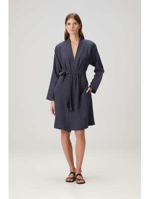 Barine Waffle Gofre Dokulu Pike Bornoz Lacivert