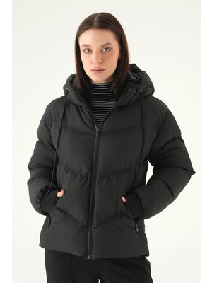 Rays 3505 Kapüşonlu Cepli Mont Siyah