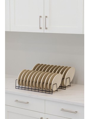 TncPatiShop 2'li Set 10 Bölmeli Metal Tabaklık Rafı Tabak Kurutmalık Tencere Kapak Düzenleyici Organizer