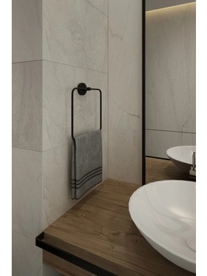 TncPatiShop Yapışanklı Siyah Kare Havluluk Banyo Havlu Askısı Düzenleyici Kare Topuzlu Dayanıklı Metal Paslanmaz