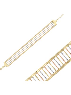 Sembol Gold Italyan Dokulu Geniş Altın Bileklik 14 Mm-17-20 cm