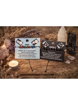 Seymen Bıçakçılık Doğal Taş Bileklik Seti – Sedef ve Oniks Taşı El Yapımı Ayarlanabilir Ipli Bileklik