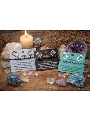 Seymen Bıçakçılık Doğal Taş Bileklik Seti – Sedef Oniks Turkuaz Taşı El Yapımı Ayarlanabilir Ipli Bileklik