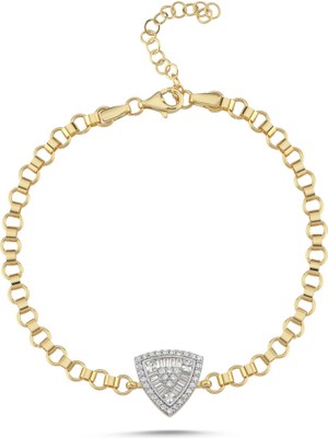 Sembol Gold Baget Bileklik Üçgen Tasarım 4 Mm-18-21 cm