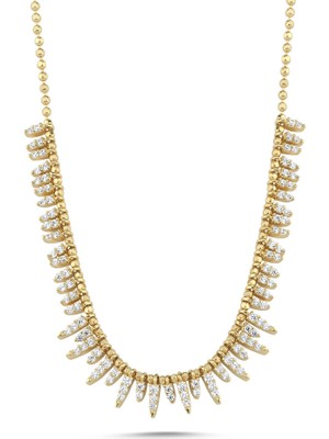 Sembol Gold 14 Ayar Altın Pullu Taşlı Şık Kadın Kolye