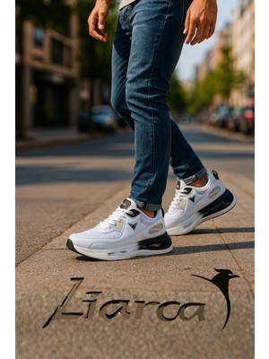Liarca Airnova Erkek Beyaz Siyah Air Tabanlı Anatomik Comfort Günlük Spor Ayakkabı
