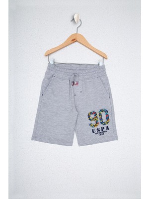 U.S. Polo Assn. Erkek Çocuk Gri Örme Şort %100 Pamuk