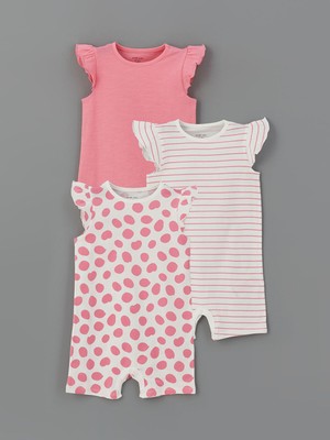 Lc Waikiki Yeni Sezon Bisiklet Yaka Kız Bebek Tulum 3'lü