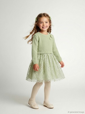 Lc Waikiki Yeni Sezon Çiçek Aplikeli Kız Çocuk Tüllü Elbise