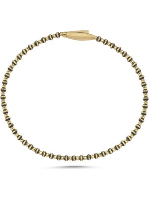 Sembol Gold 14 Ayar Siyah Mineli Dorikalı Altın Bileklik | Italyan Kilitli