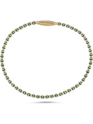 Sembol Gold 14 Ayar Yeşil Mineli Dorikalı Altın Bileklik | Italyan Kilitli