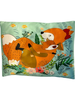 ICON SILK %100 Saf Ipek Bebek Yastık Kılıfı (Sevimli Tilki)