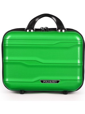 Polo&sky Azra Model Neon Yeşili Pp Poliproilen Kırılmaz Makyaj Çantası El Valizi