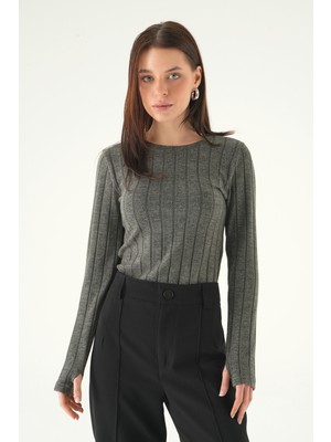 Rays Antrasit Bisiklet Yaka Bluz 8268A